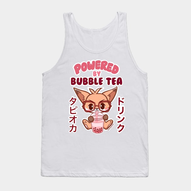Cute Fox Powered by BUBBLE TEA Tank Top by Kyumotea